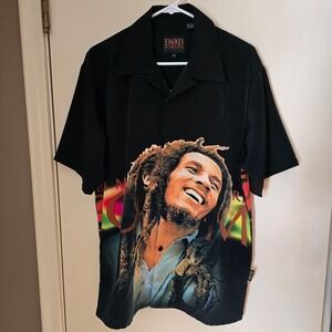 Bob‎ Marley by Dragonfly Size Medium 100% polyester button down shirt